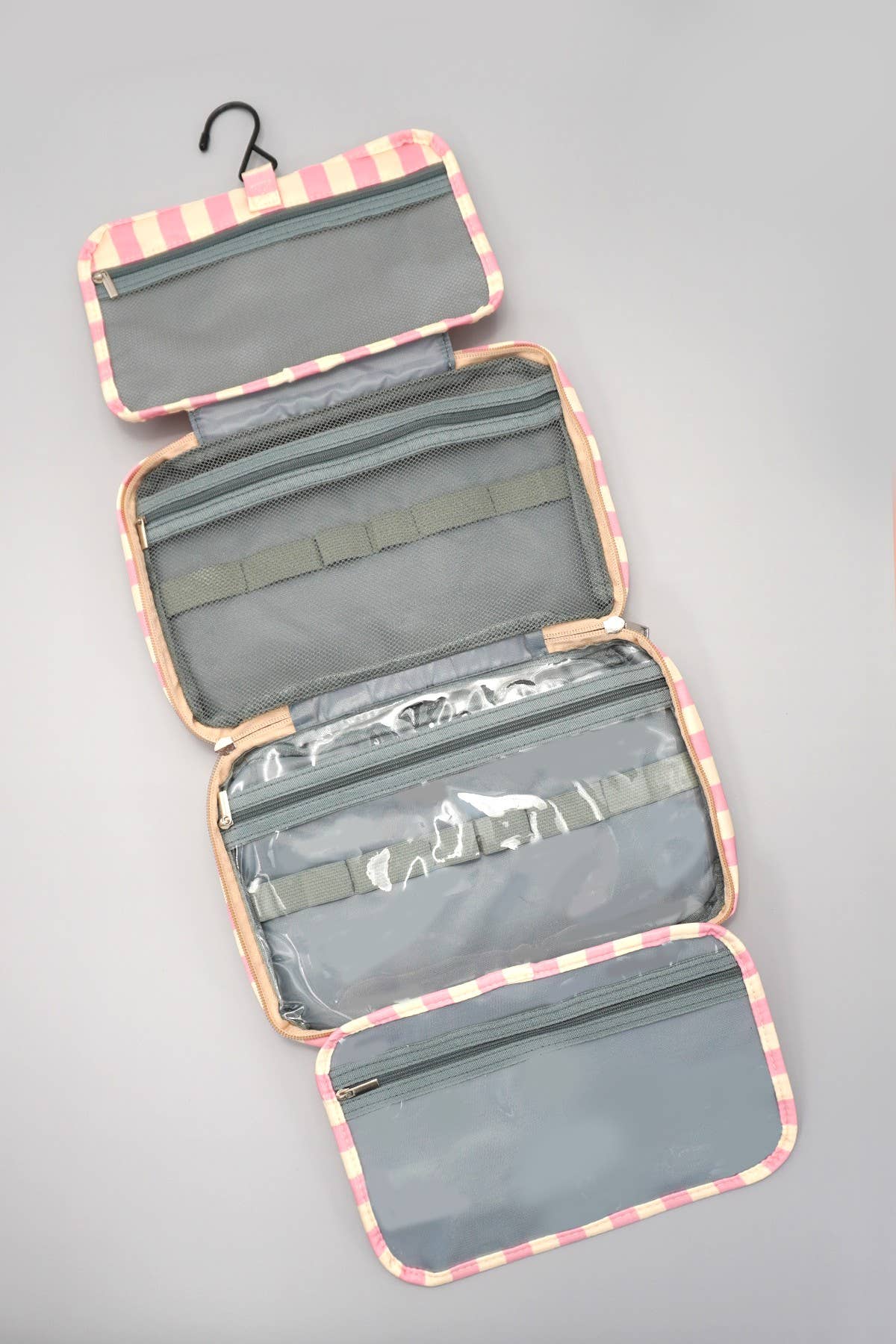 Striped Hanging Toiletry & Makeup Organizer Bag