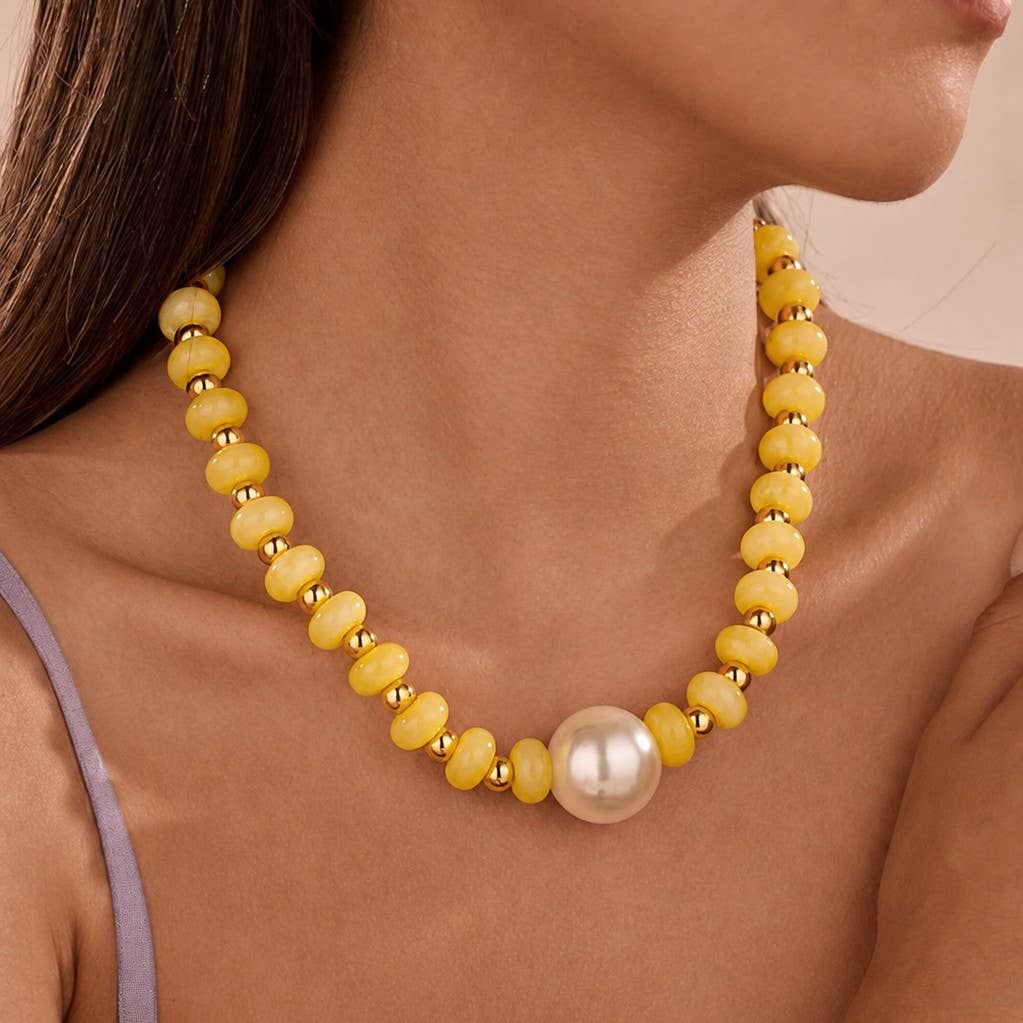 Pearl Pendant Resin Beaded Necklaces