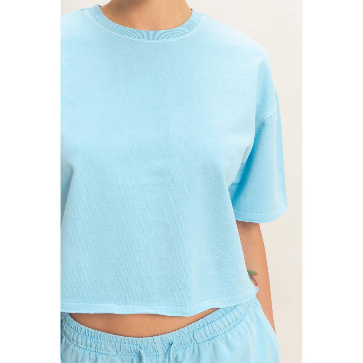 Short Sleeve Crew Neck Top And Shorts Set