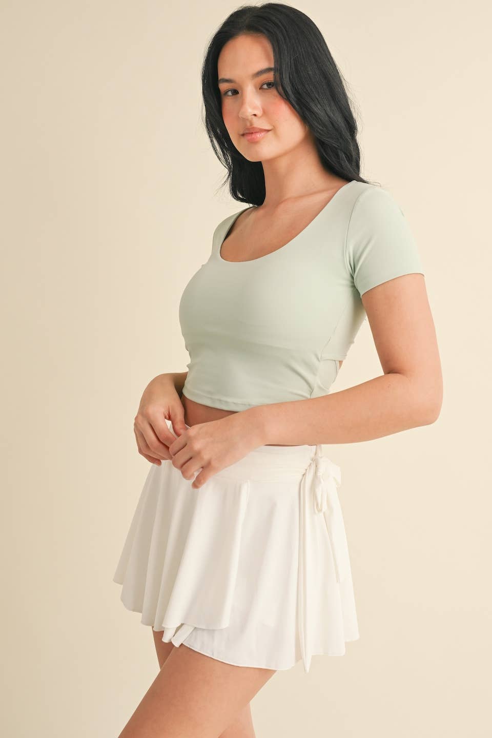 Twist Back Short Sleeve Top Mint