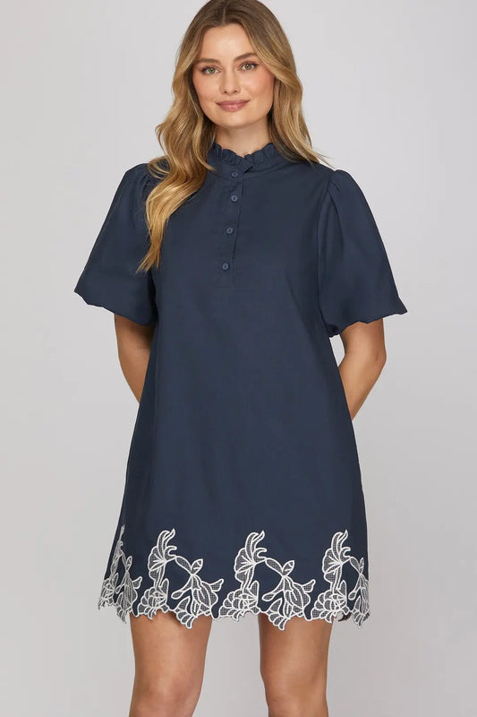 SHORT BUBBLE SEELVE MINI DRESS