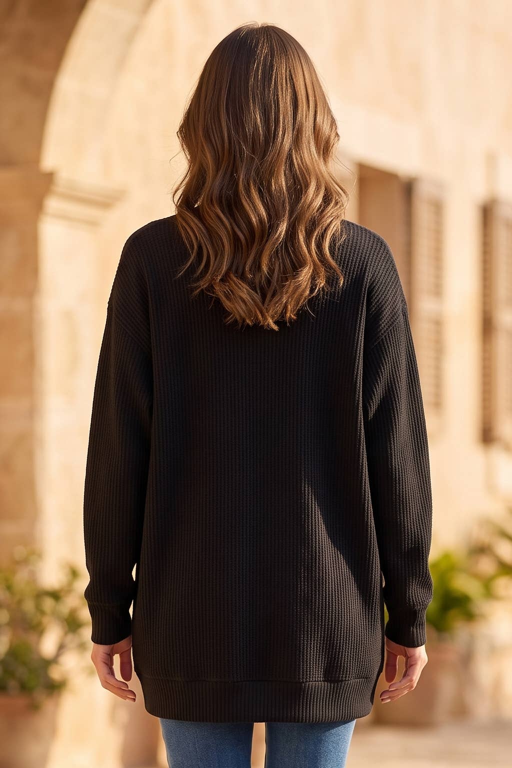 Curly Rib Relaxed Front Pocket Cardigan
