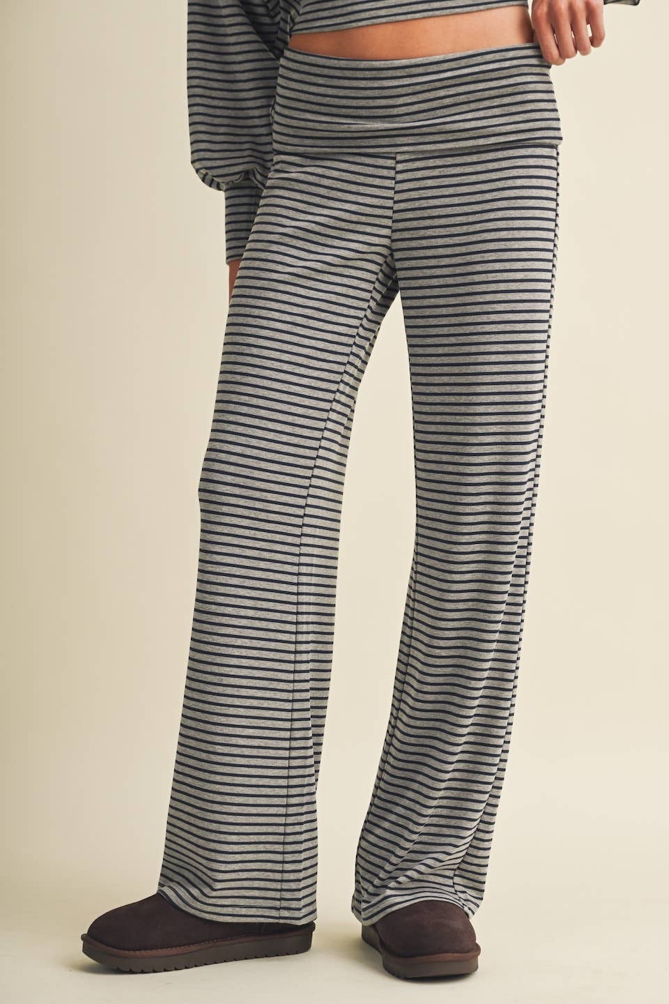 Striped Relaxed Foldover Pants
