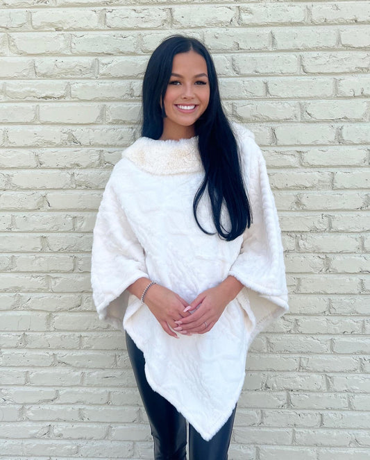 Delilah White Fur Poncho