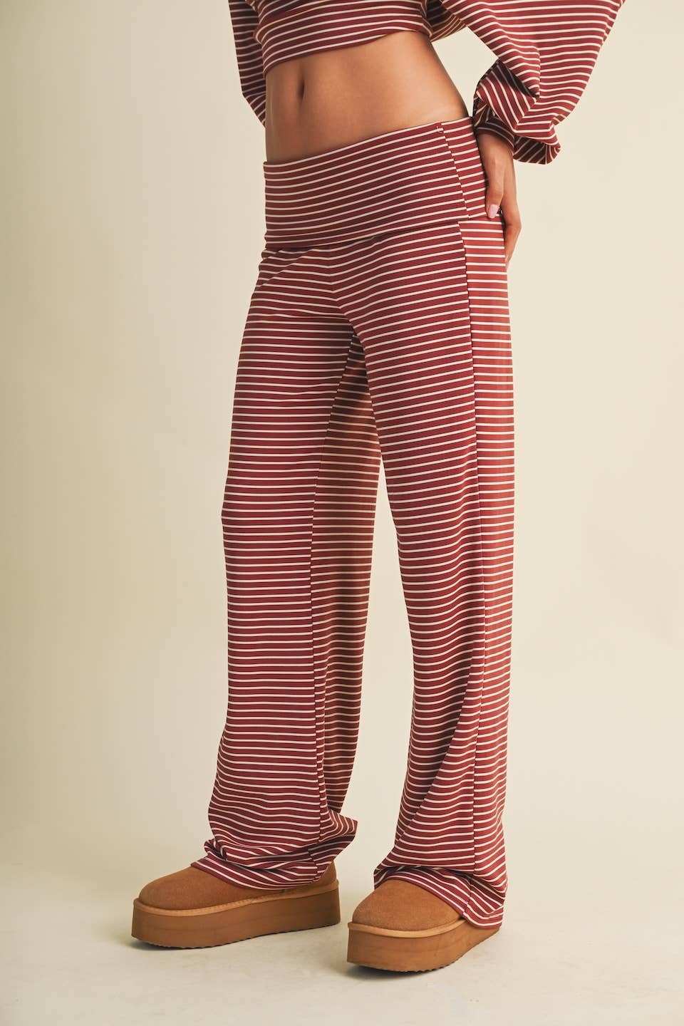 Striped Relaxed Foldover Pants