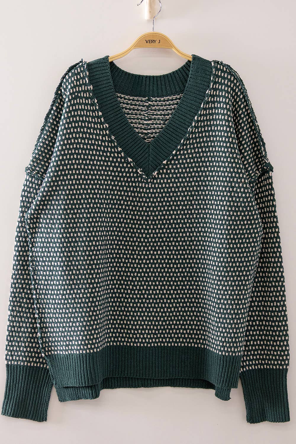 Contrast Stitch Reversible V-Neck Sweater
