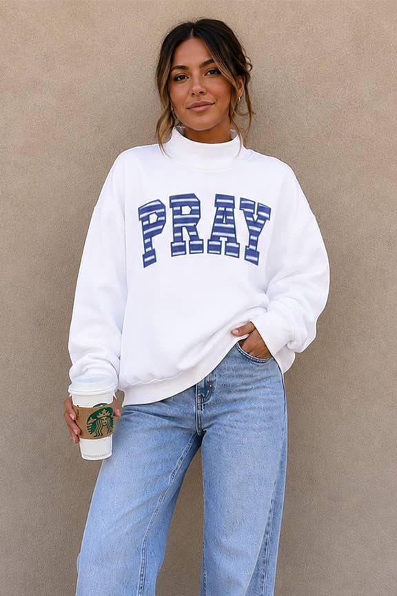 Pray Patch Mock Neck Sweatshirt