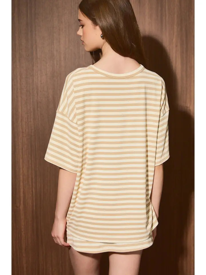 Oversized Striped Short Sleeve T-Shirt