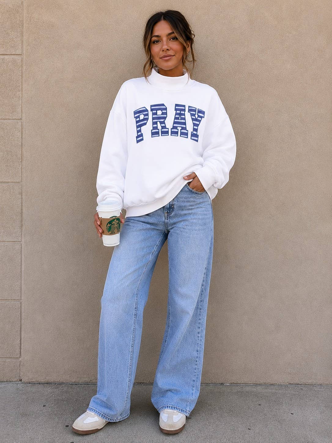 Pray Patch Mock Neck Sweatshirt