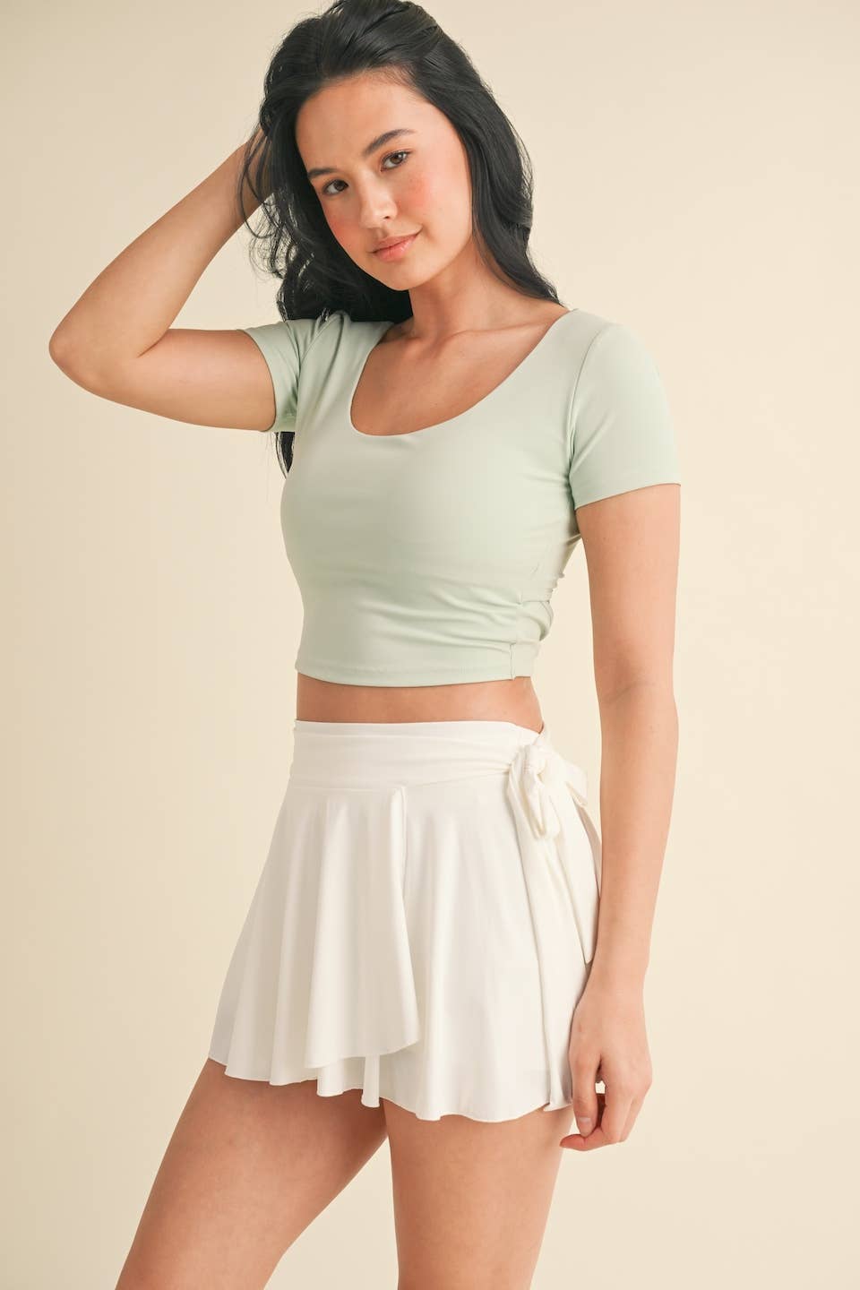 Twist Back Short Sleeve Top Mint
