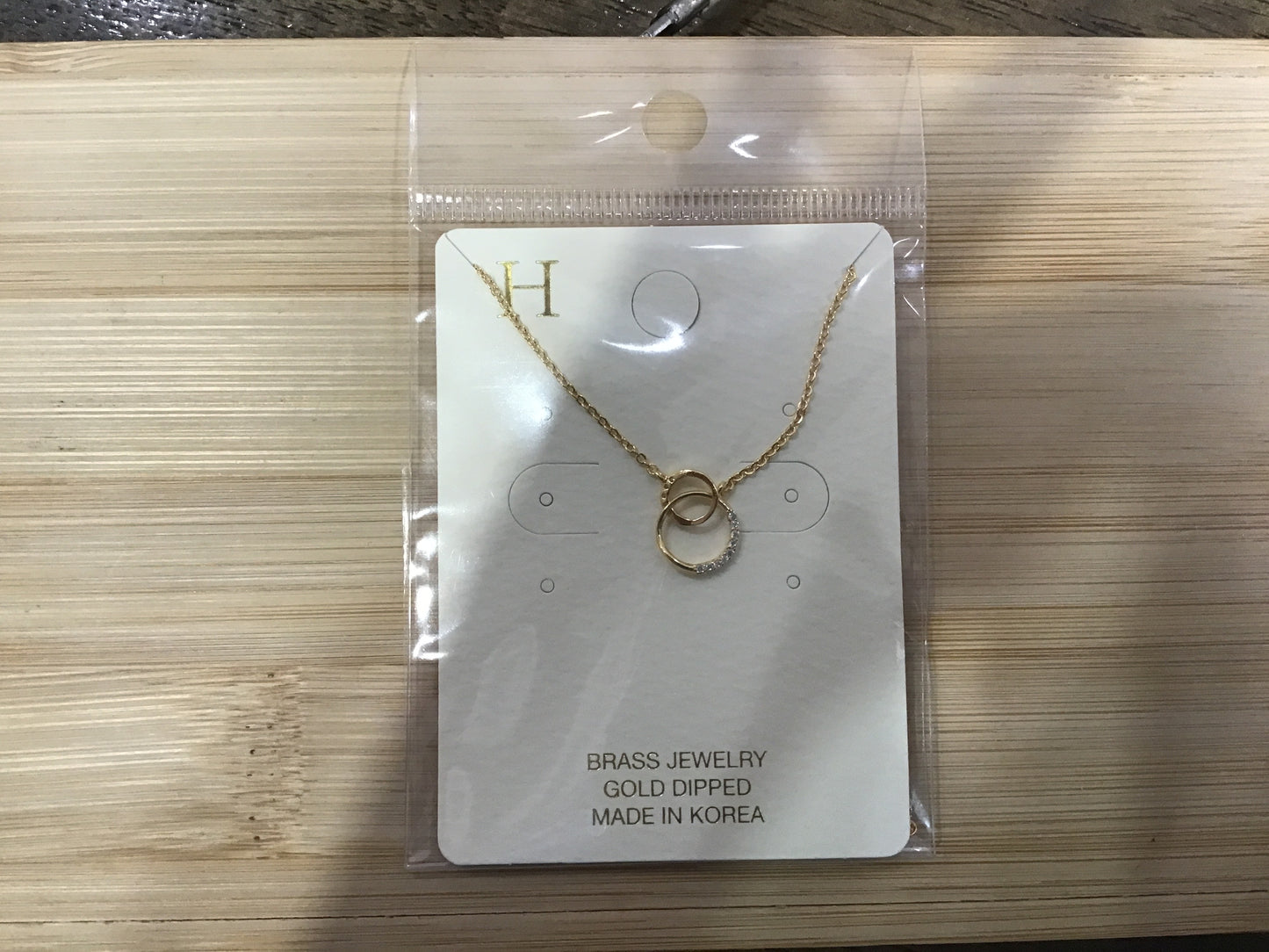 Double Circle Link Charm Necklace