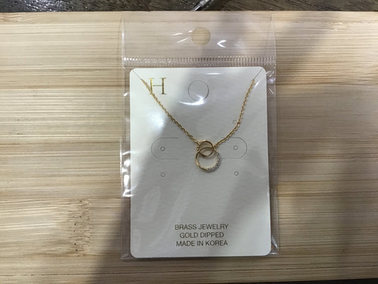 Double Circle Link Charm Necklace
