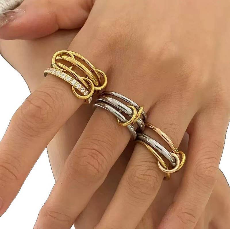 Stainless Steel Stackable Plain Band Rings Linked