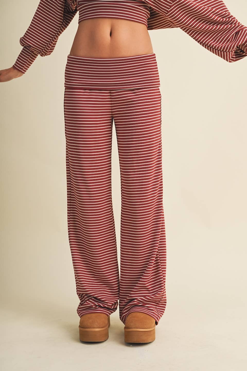 Striped Relaxed Foldover Pants