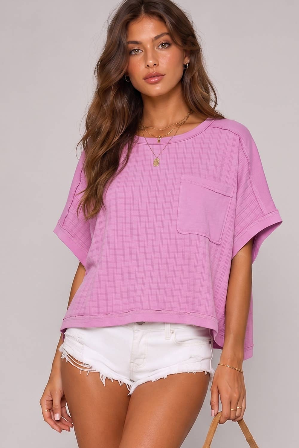 Dolman Sleeve Textured Knit Casual Top