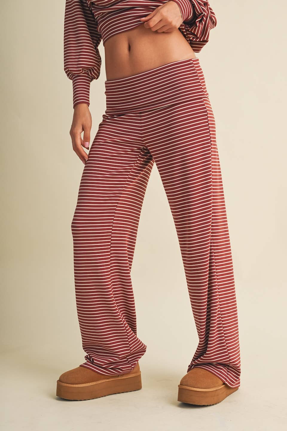 Striped Relaxed Foldover Pants