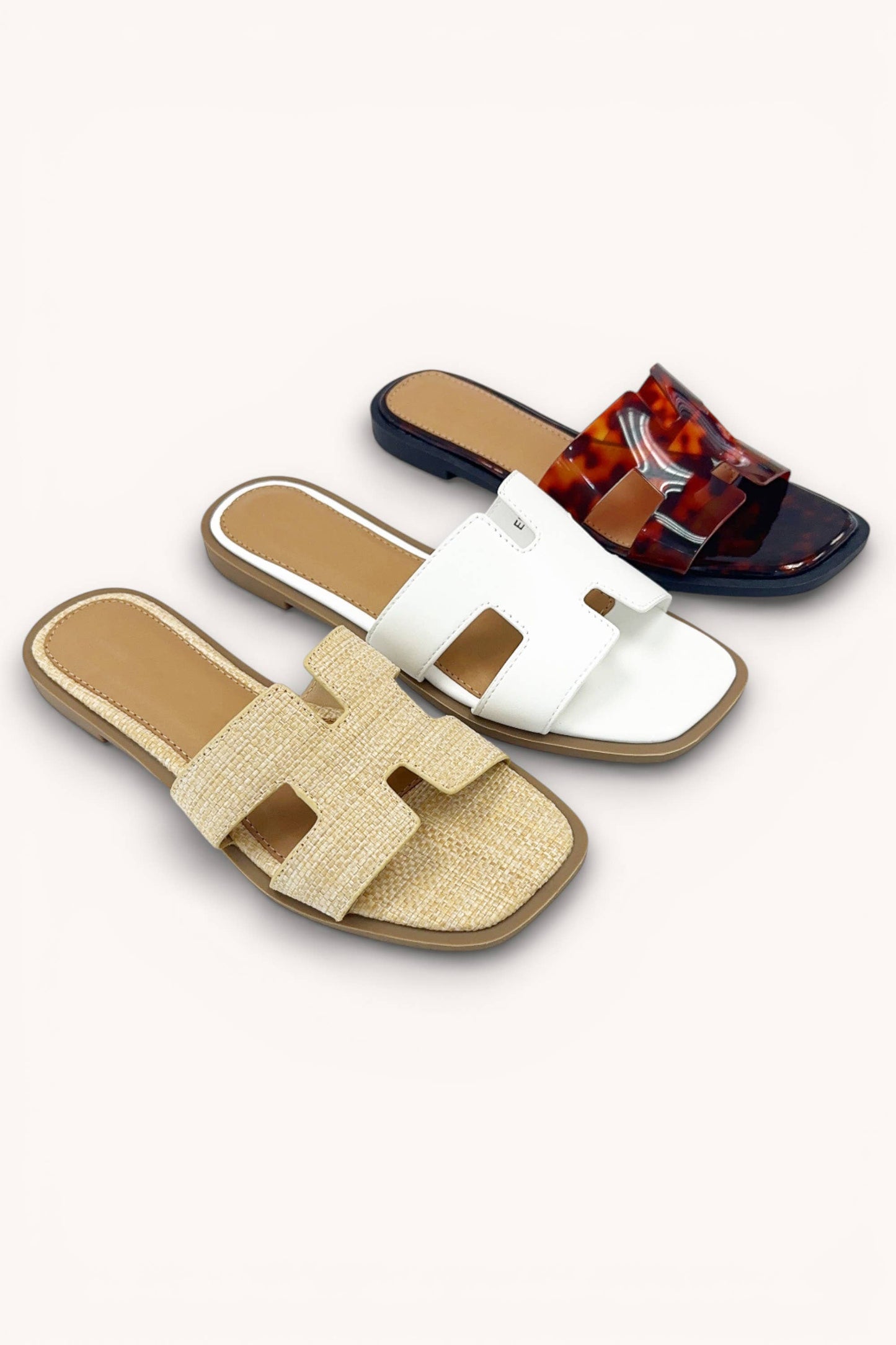 ELIO-20 SLEEK H-STRAP CHIC SQUARE TOE SHAPE SLIDE ON FLAT SA