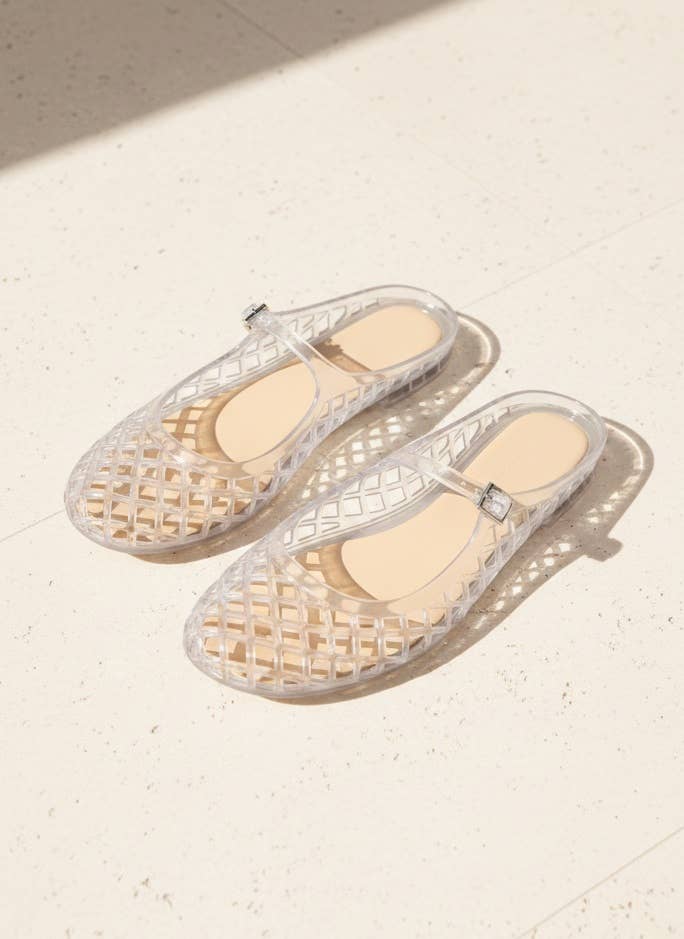 Jelly Mary Jane Flats Woven Lattice Mesh Shoes