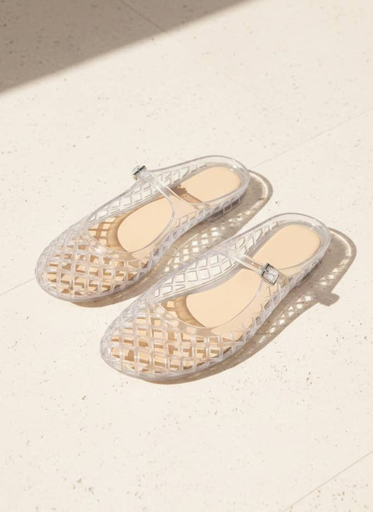 Jelly Mary Jane Flats Woven Lattice Mesh Shoes