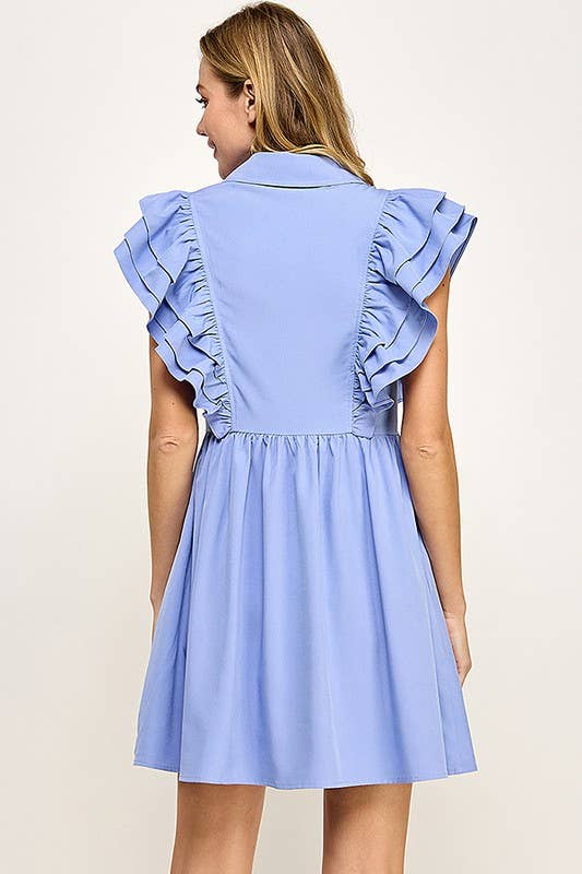 Collared Dress With Ruffles