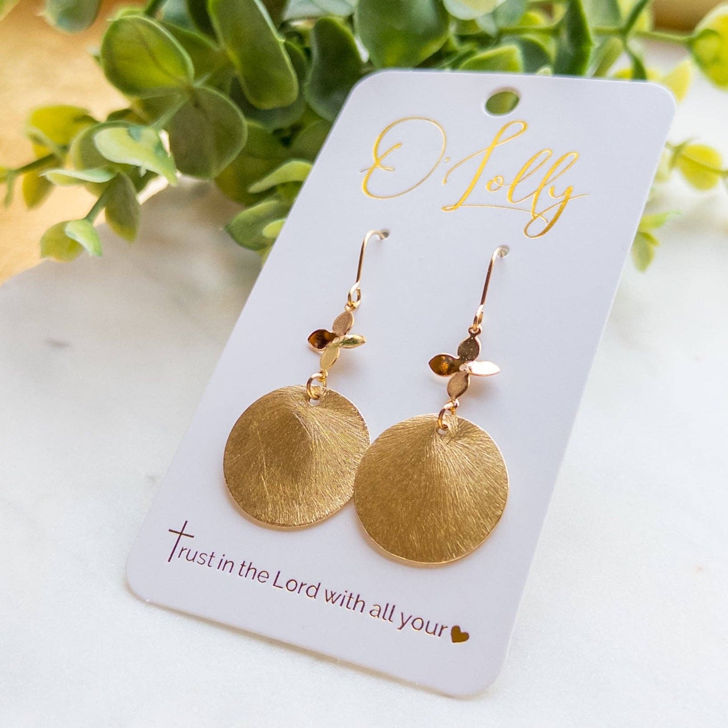 Gold Flower Connector Earrings