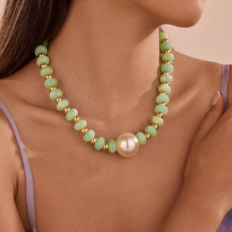 Pearl Pendant Resin Beaded Necklaces