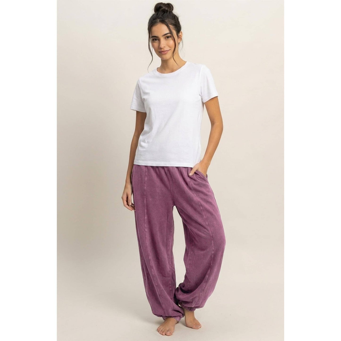 Mineral Wash Elastic Waist Jogger Pants