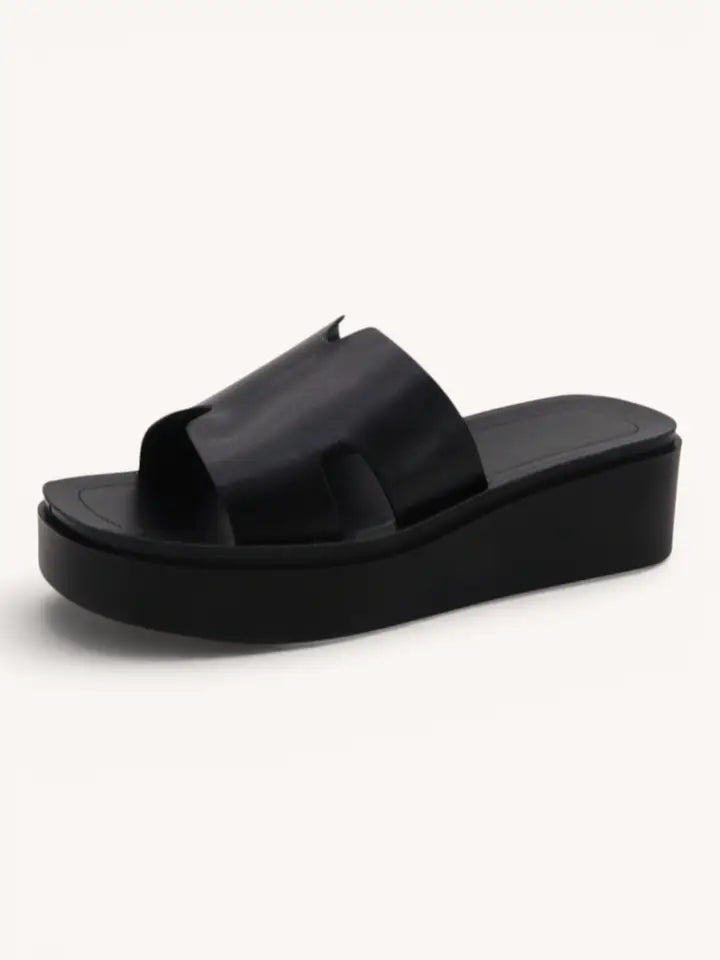 Semi Platform H-Cut Slide Sandals
