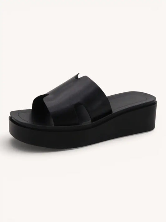 Semi Platform H-Cut Slide Sandals
