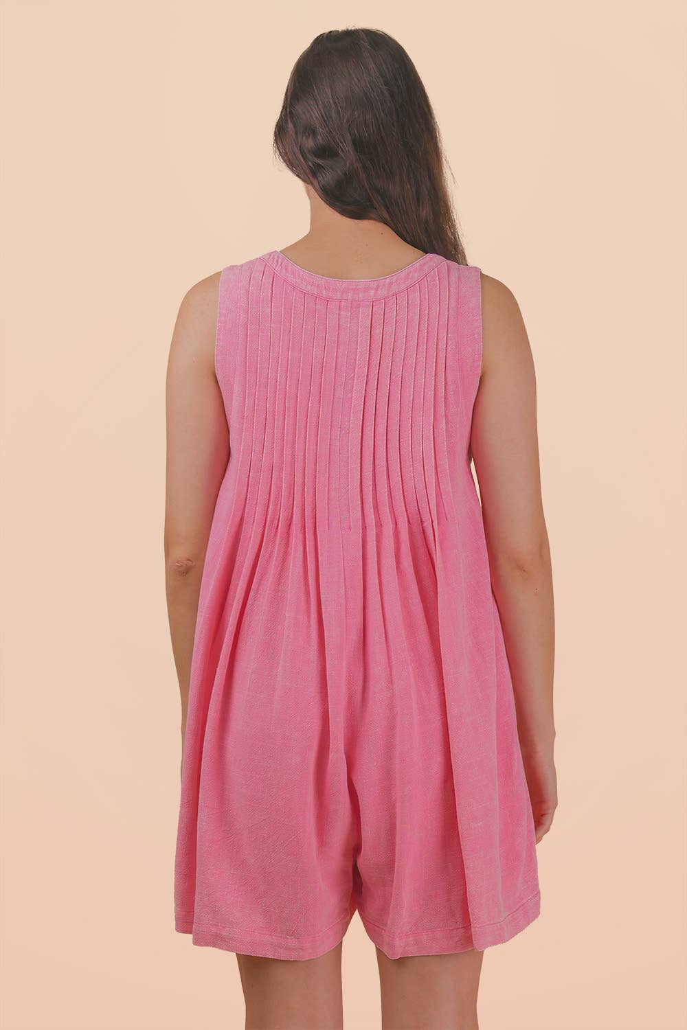Mineral Washed Pleated Romper
