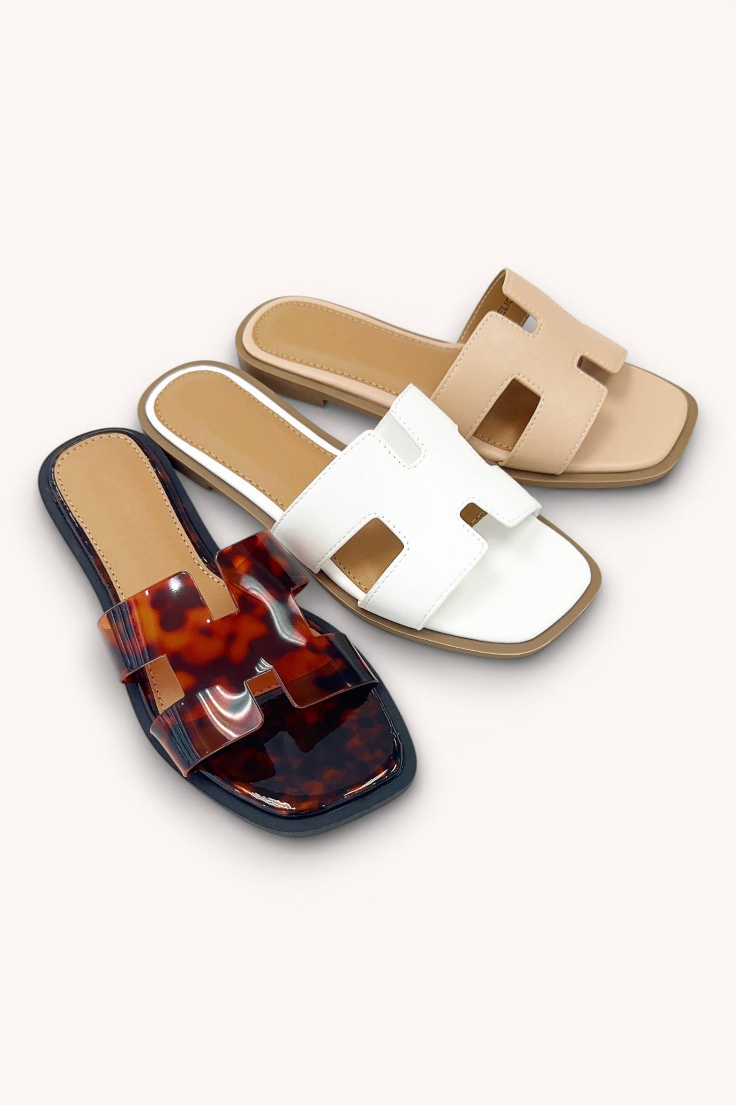 ELIO-20 SLEEK H-STRAP CHIC SQUARE TOE SHAPE SLIDE ON FLAT SA