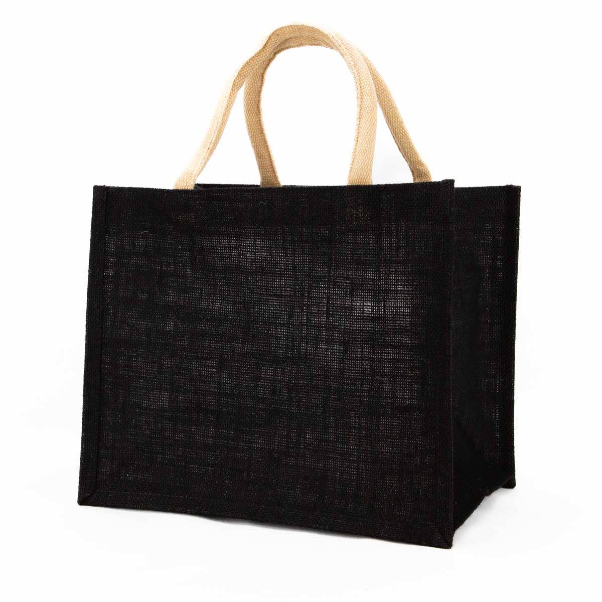 Jute Gift Tote   Black   12x10x8