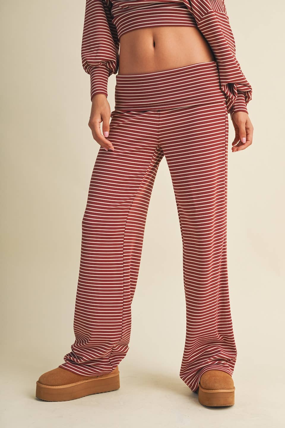 Striped Relaxed Foldover Pants