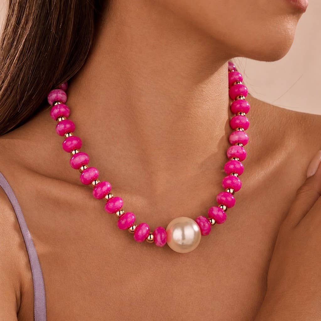 Pearl Pendant Resin Beaded Necklaces