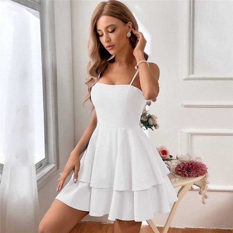 Backless Bow Tie Strap Short Camisole Dress