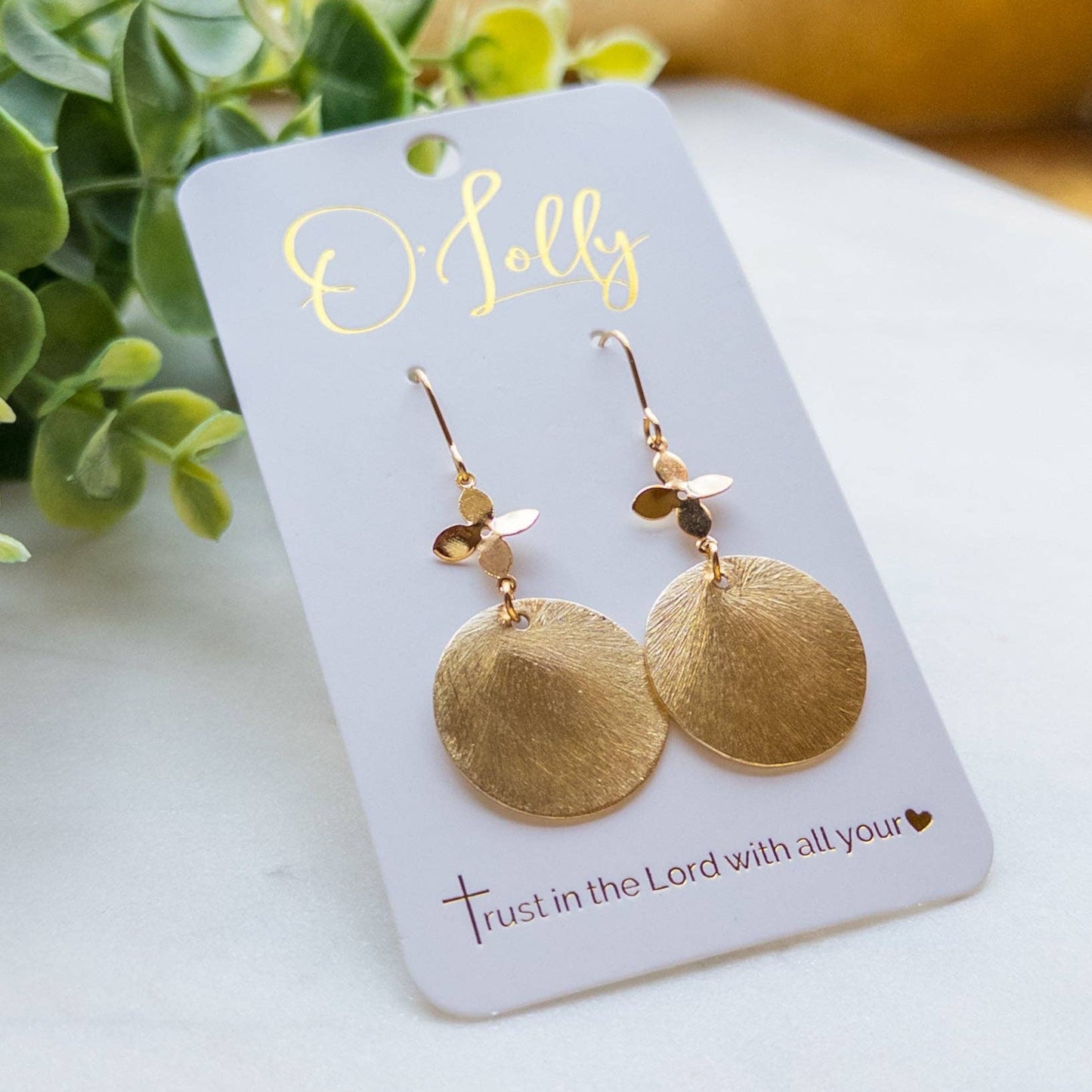 Gold Flower Connector Earrings