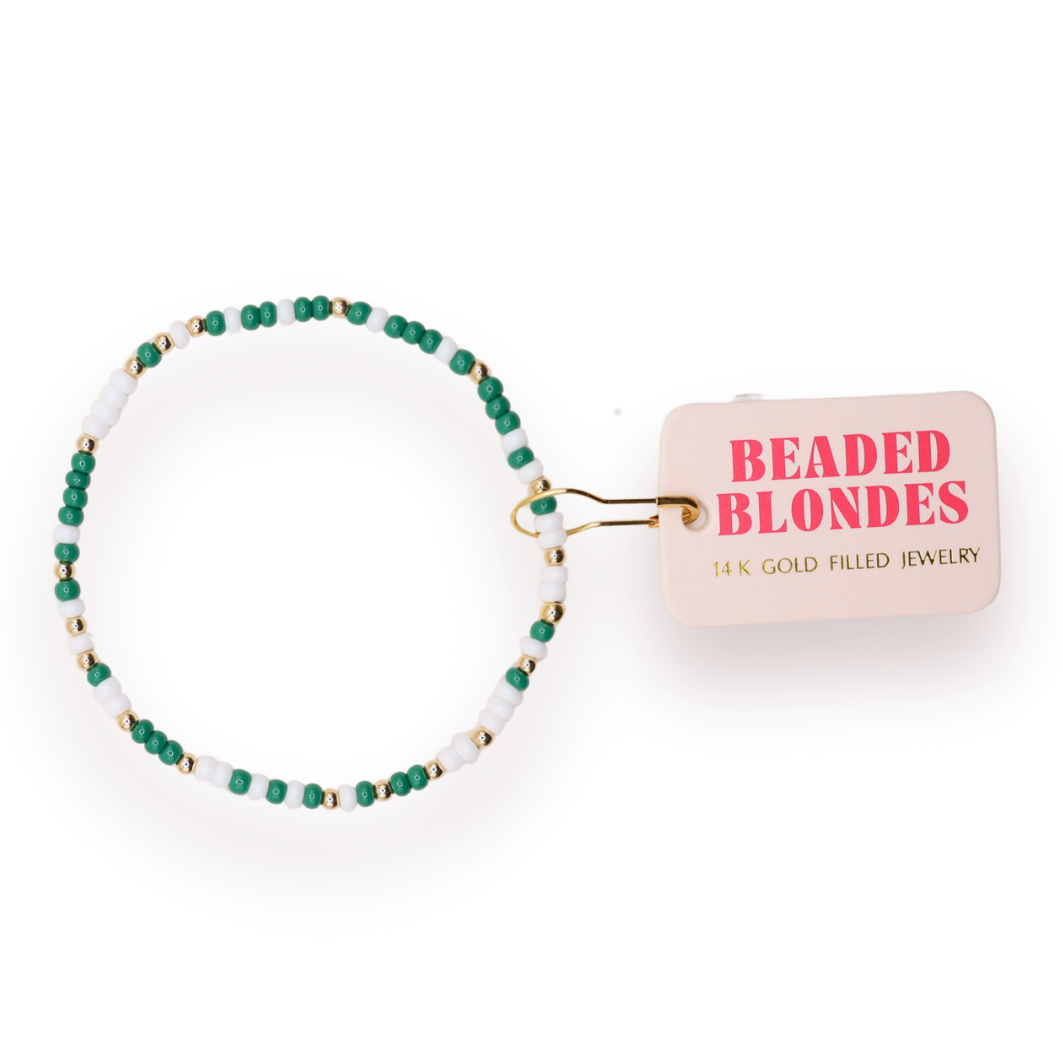Green and White Sprinkle Bracelet