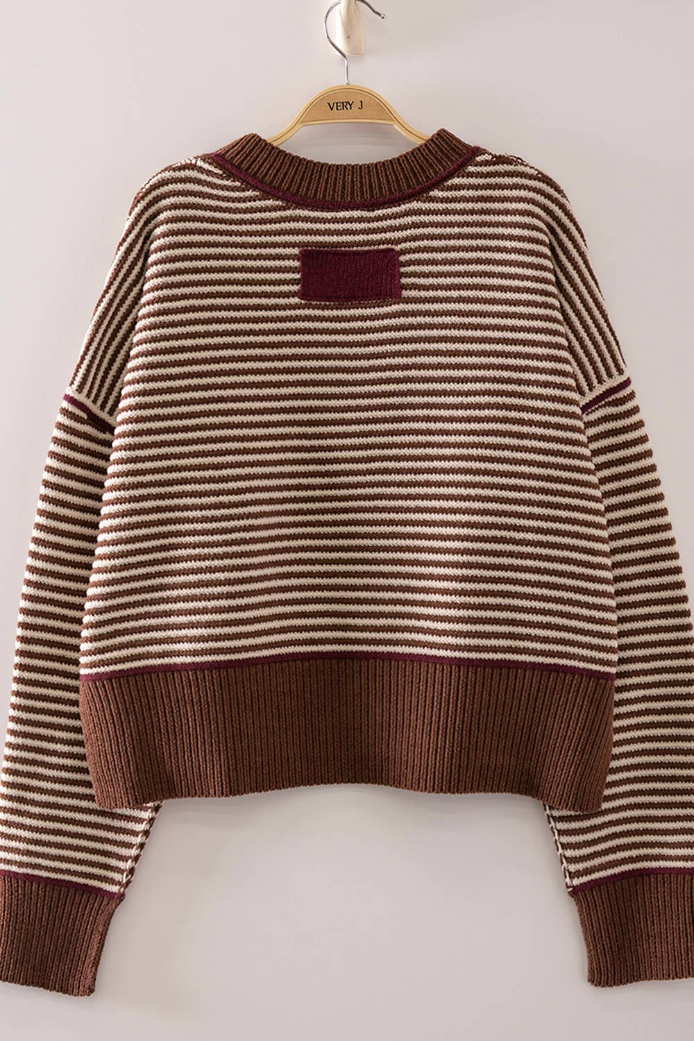 Contrast Trim Stripe Knit Sweater