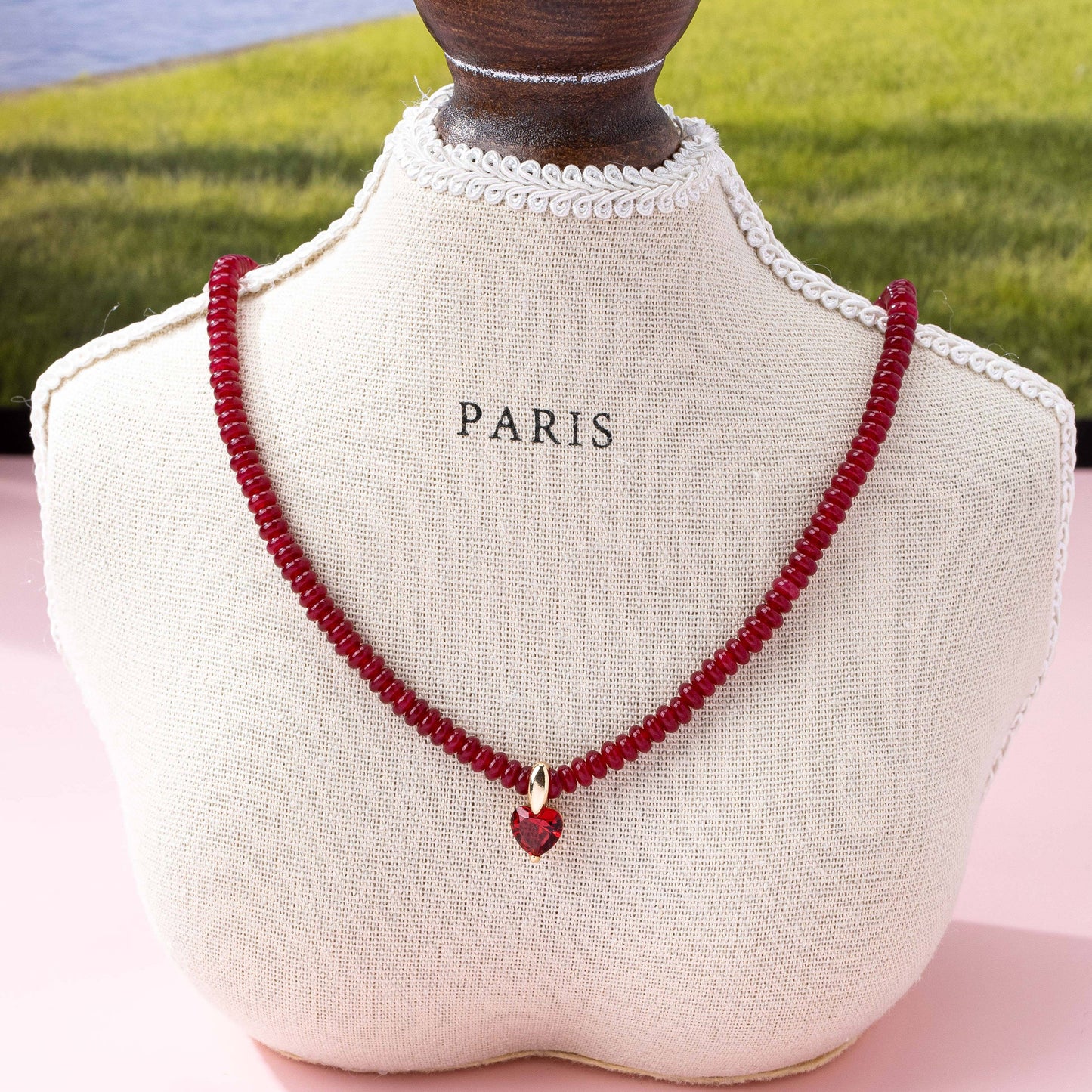 NATURAL SEMI PRECIOUS STONE BEADED CHARM NECKLACE