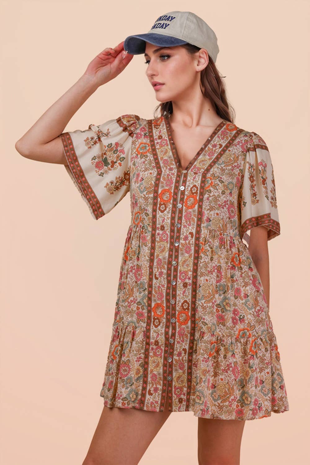Shirring Woven Mini Dress