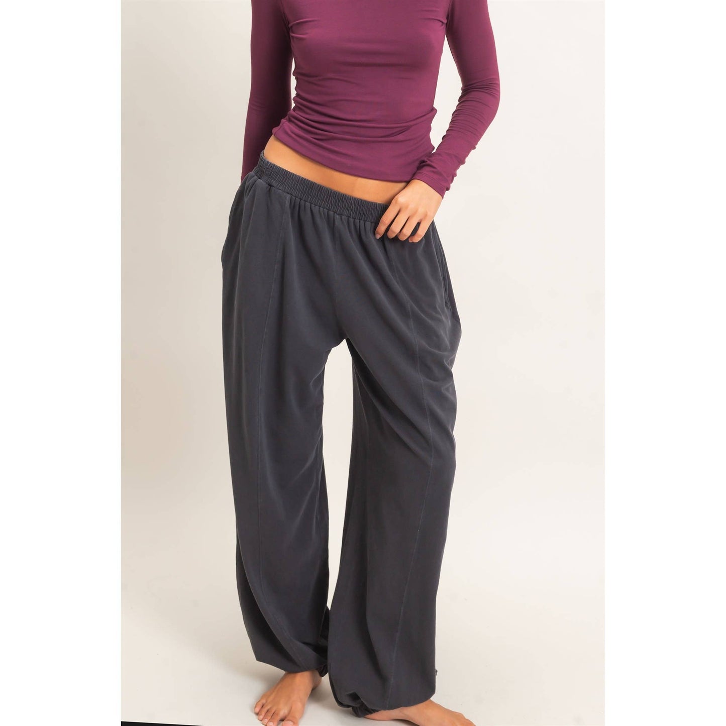 Mineral Wash Elastic Waist Jogger Pants
