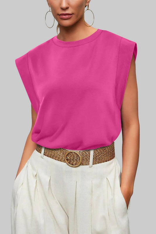 Round Neck Sleeveless Knit Top