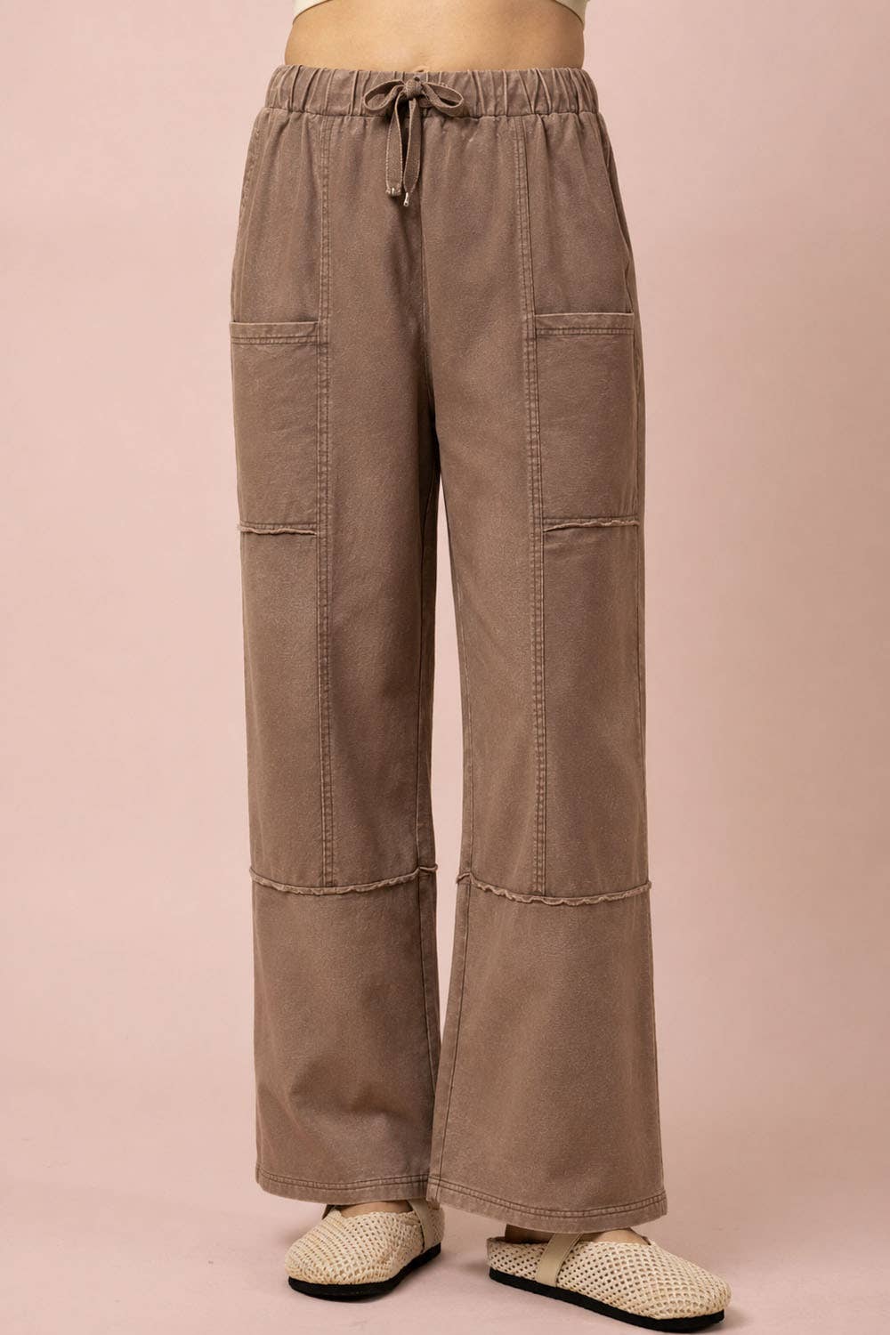 Mineral Washed Wide Leg Casual Comfy Pants