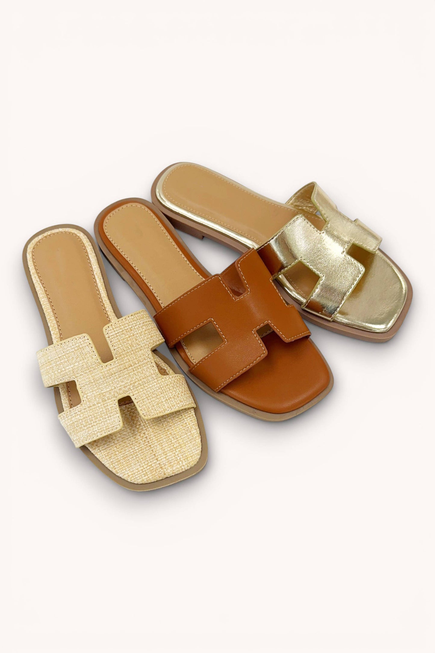 ELIO-20 SLEEK H-STRAP CHIC SQUARE TOE SHAPE SLIDE ON FLAT SA