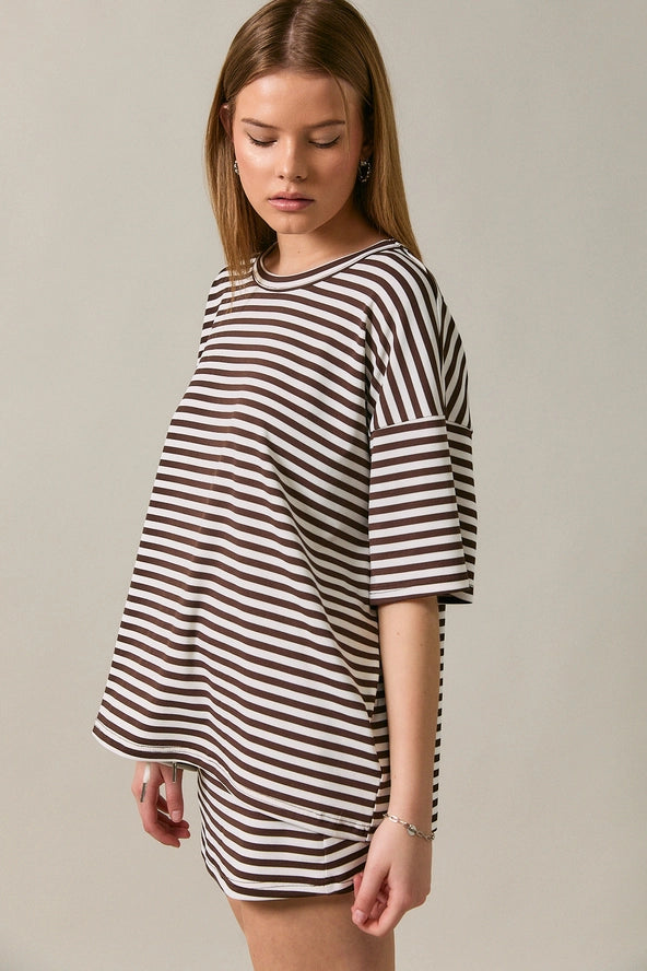 Oversized Striped Short Sleeve T-Shirt