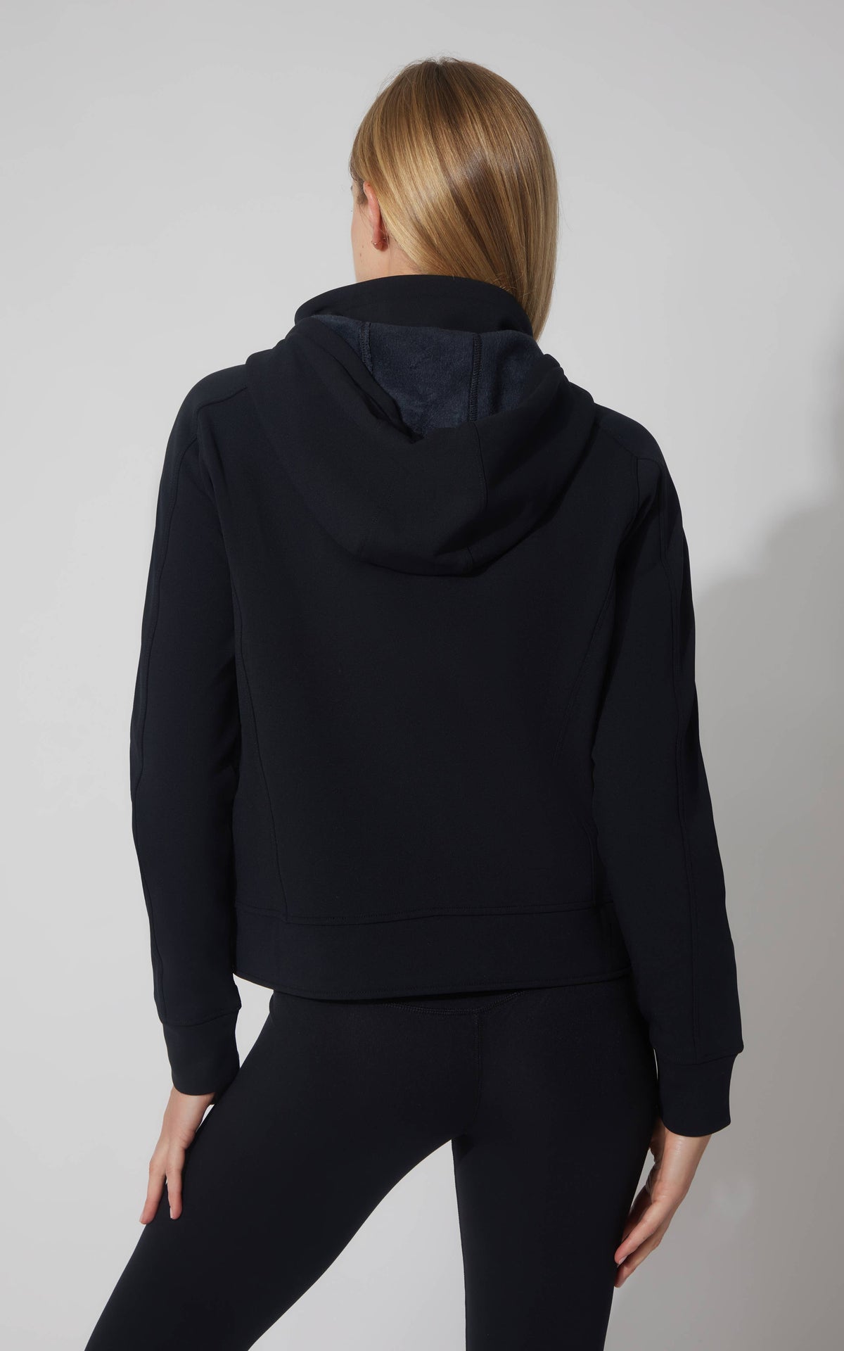 Women's Fleece Lined Full Zip Hoodie Jacket with Seam Design