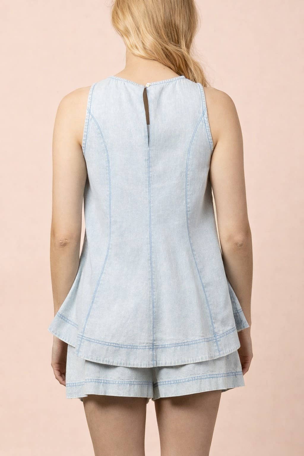 Washed Denim Swing Top & Shorts Set