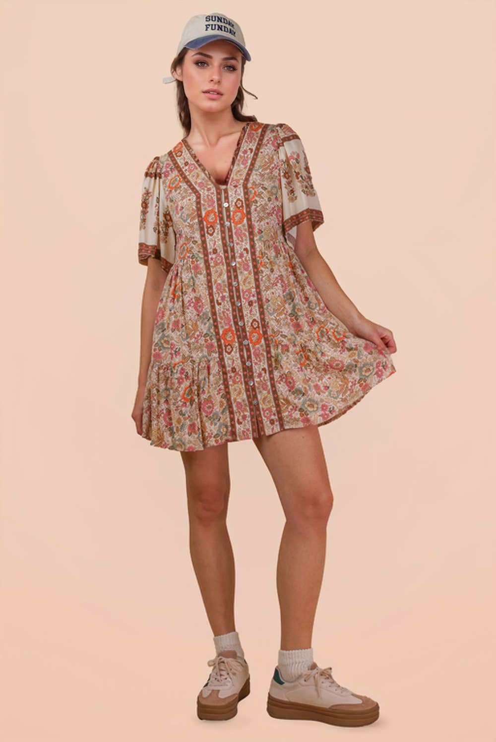Shirring Woven Mini Dress