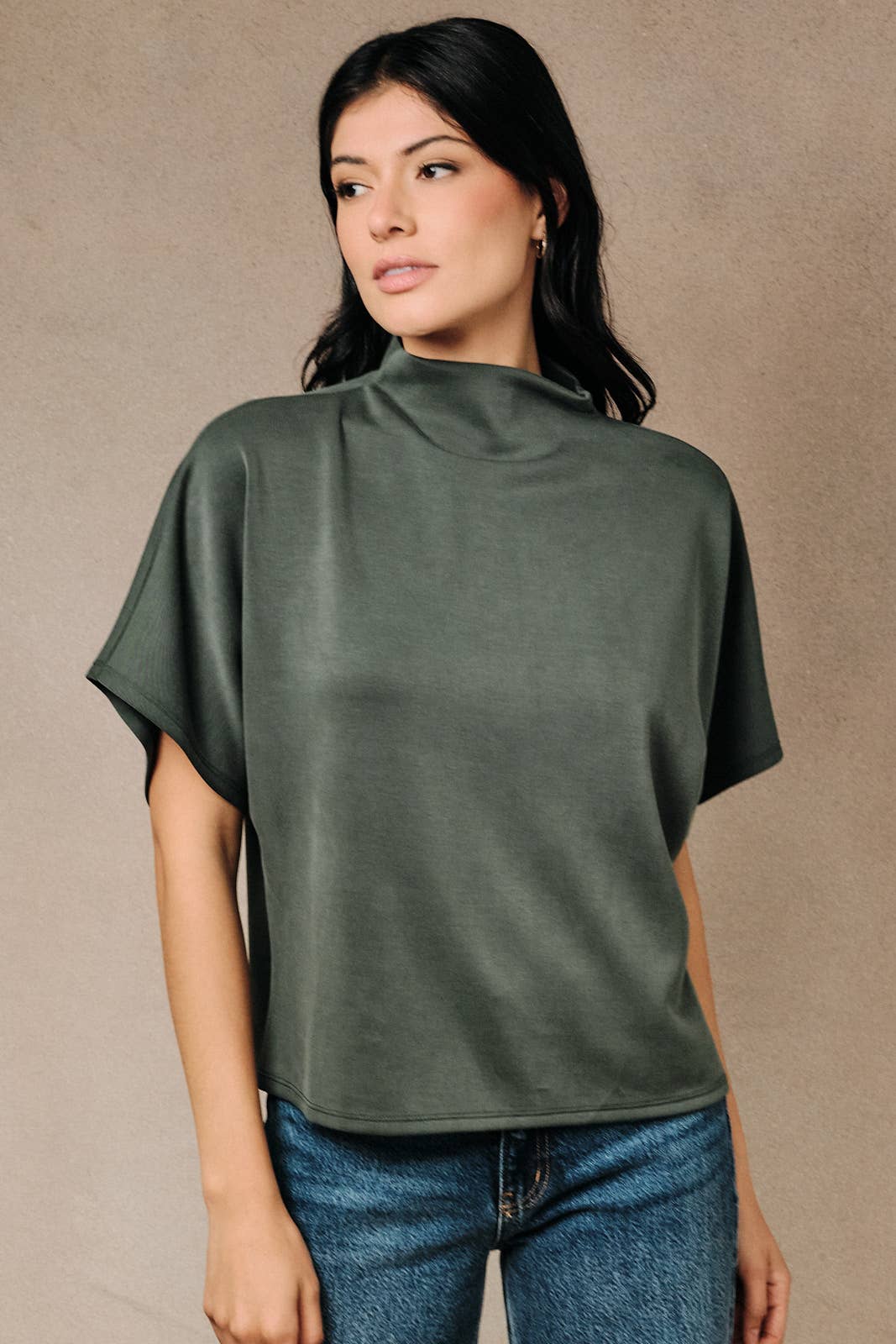 Mock Neck Dolman Top