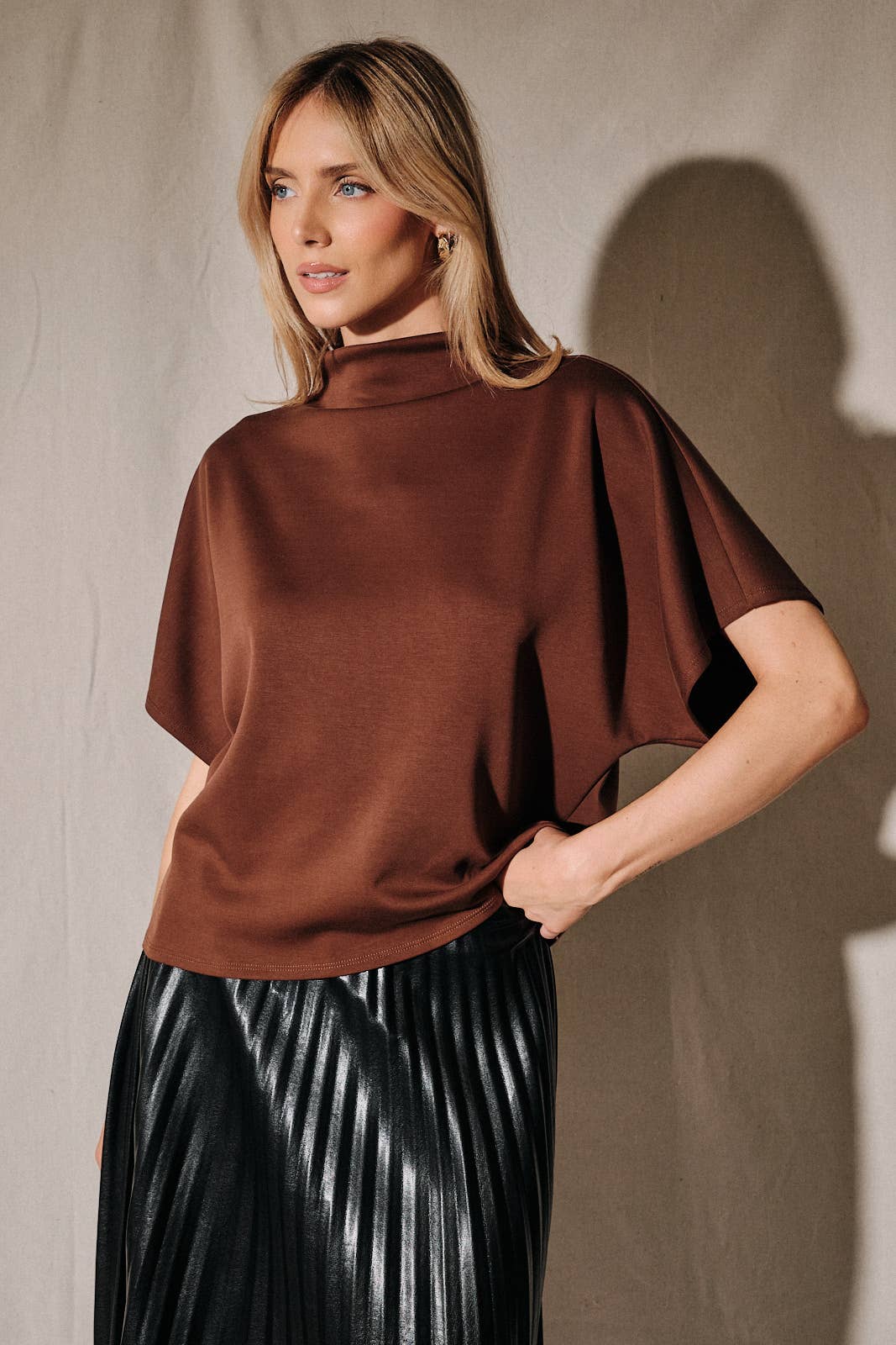 Mock Neck Dolman Top